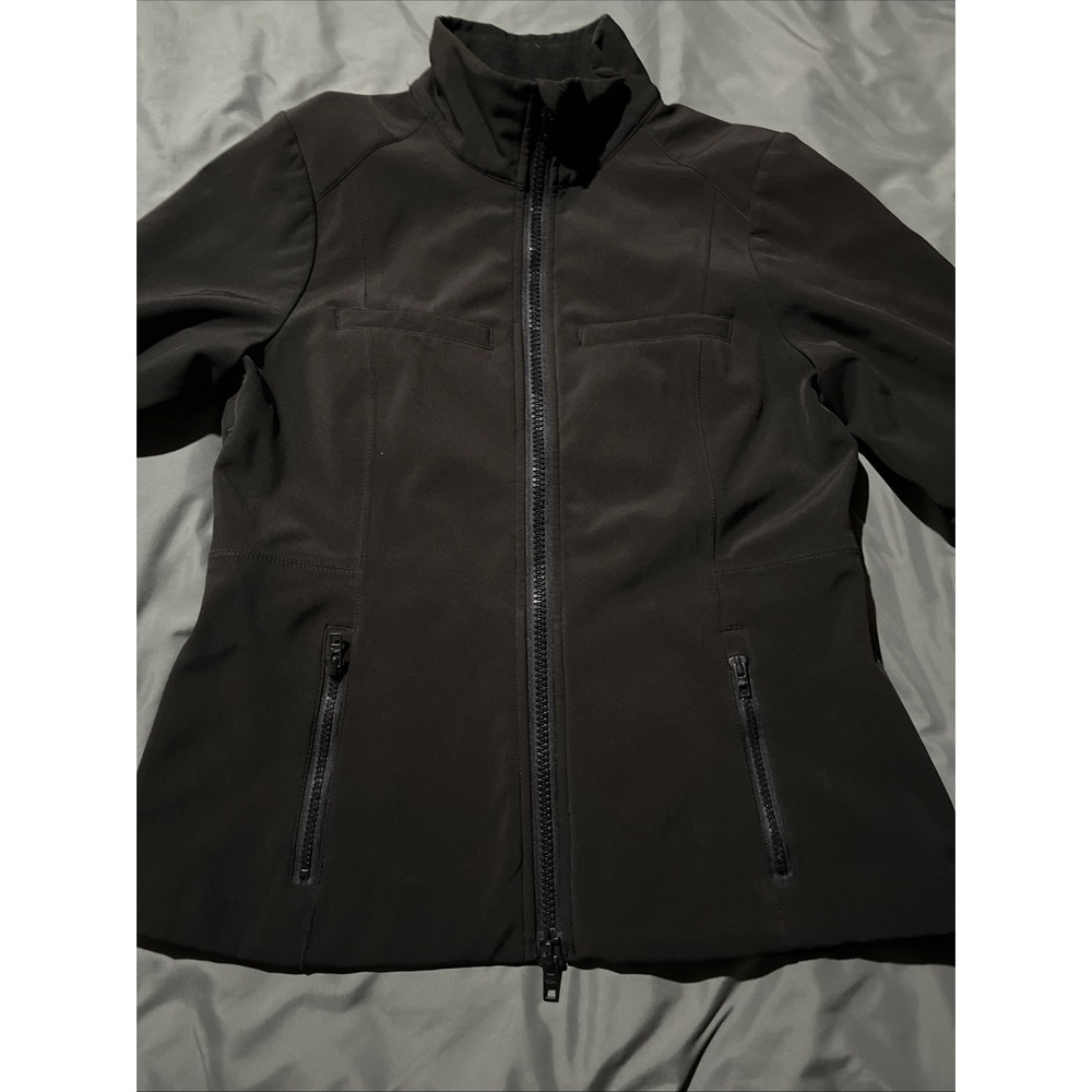 Roots‎ Womens Black Softshell Jacket Large Outdoors Adjustable Back Buttons